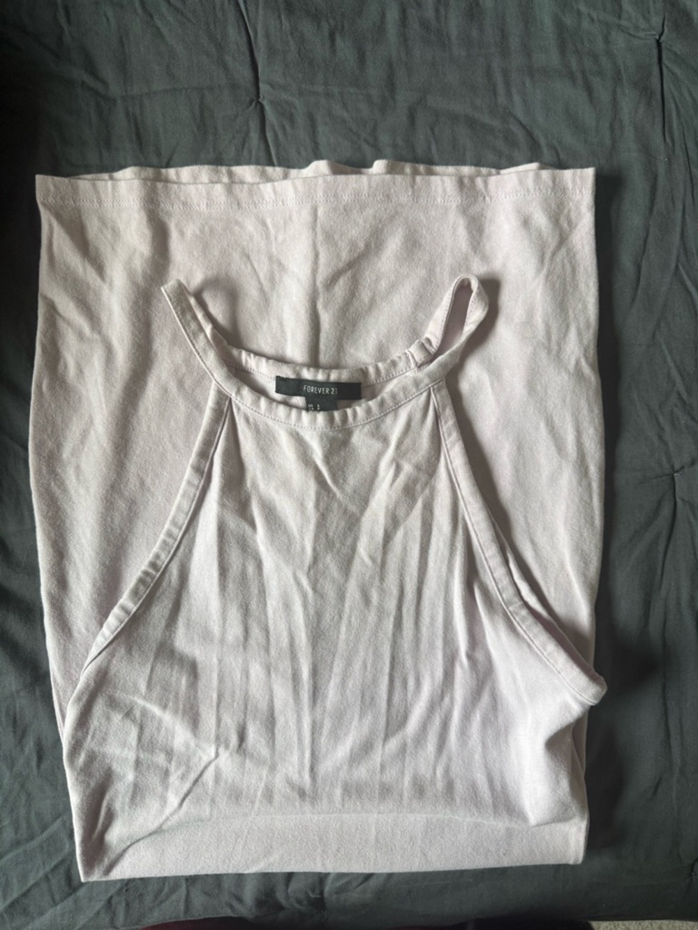 Forever 21 White Ribbed Halter Tank Top